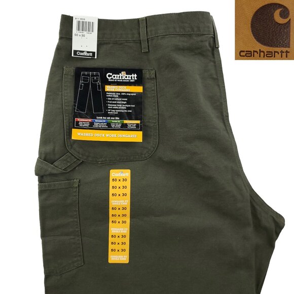 Carhartt Vintage Washed Duck Work Dungaree Carpenter Pants "50x30" Real 49x30 NW - Picture 1 of 14